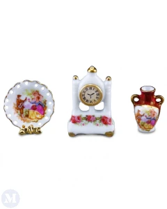 RP16126 - Porcelain Clock, Plate and Vase