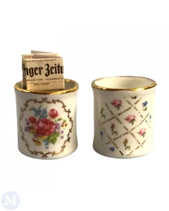 Porcelain Waste Paper Baskets Pair