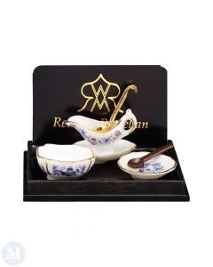 Blue Onion Design Soup Bowl, Gravy Boat, and Soup Dish (RP14495)