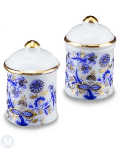 RP14815 - Two Blue and Gold Porcelain Storage Containers