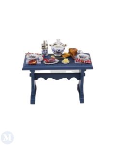 Blue Dining Table with Blue and Gold Accessories (RP15600)