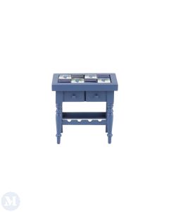 Blue Tiled Kitchen Table, Empty (RP15649)