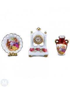 RP16126 - Porcelain Clock, Plate and Vase