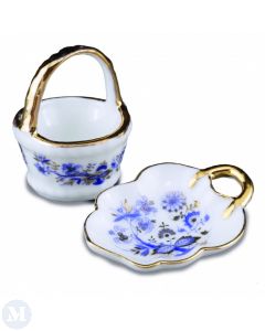 RP16395 - Blue and Gold Leaf Tray and Basket