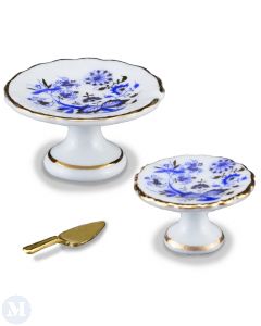 RP16635 - Two Blue and Gold Porcelain Cake Stands