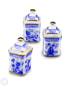 RP18175 - Three Blue and Gold Porcelain Storage Jars