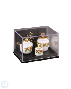 Three Christmas Cookie Jars, Mistletoe Design (RP18955)