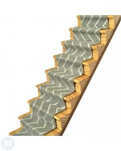 CASS69ZIG - Light Grey Stair Carpet with White Zigzag Print