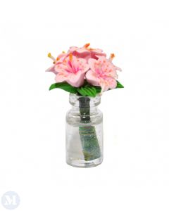 D4184 - Pink Lilies in Glass Vase