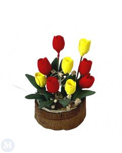 D4205 - Tulips in a Half Moon Tub