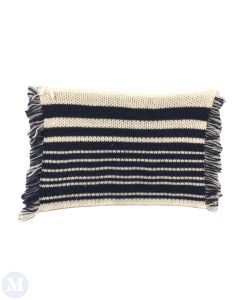 Denim and Cream Striped Rug (D7055)