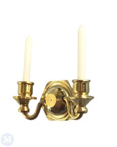 Gold Double Candle Wall Light, (Non-Working) (D7094)