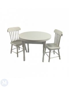 DF030 - Round White Table with 2 Chairs