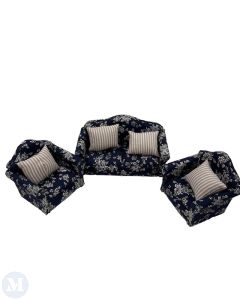 Blue Sofa Set with Cushions (DF423)