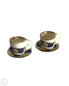 Pair of Floral Cups and Saucers (EM6345)