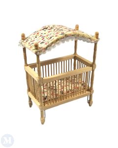 Barewood Cot with Fabric Canopy (EM9117)