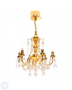 LT7517WW Crystal 6 arm Chandelier - Warm White Battery Lights