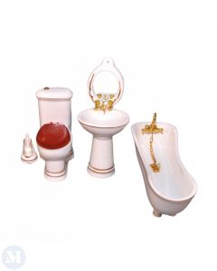 DF411 - Dolls House Furniture Ceramic Bathroom Set