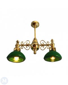 LT6063G - 2 Down Arm Green Shade Chandelier