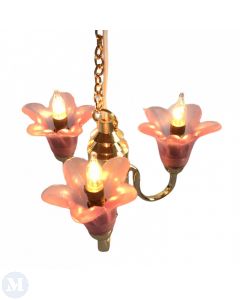 LT6069 - 3 Arm Pink Flower Chandelier (DE110)