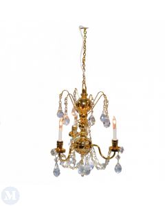 LT7002GLD - Gold & Crystal 3 Arm Chandelier