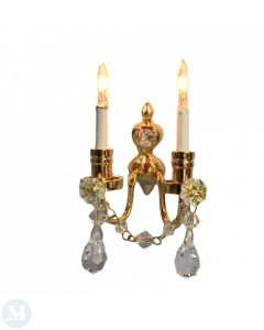 LT7003GLD - Gold & Crystal Double Wall Lamp