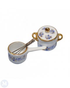 RP14865 - Porcelain Blue and Gold Saucepan and Casserole Dish