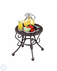 RP18077 - Small Brown Metal Garden Table with Accessories