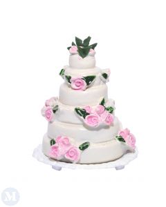 MCF1350 - Decorative Wedding Cake with Pink Roses