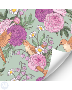 Birds and Flower Wallpaper (R066)