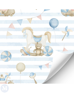 Blue Striped Teddy Wallpaper (R085)