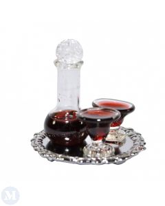 MCF51 - Red Wine Decanter On Silver Tray