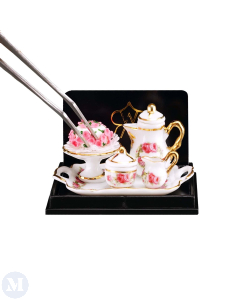 Coffee Tray with Rose Cake In Rose Design