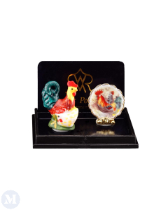 Decor Set with Rooster Figurine and Plate