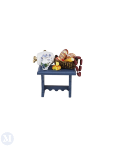 Blue Kitchen Side Table with Snacks