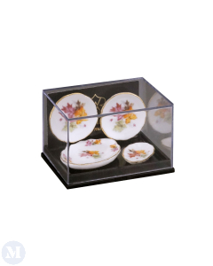 Two Dinner Plates with Serving Dishes, Thanksgiving Design