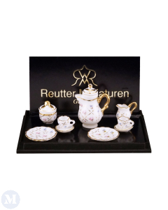 Coffee Jug Set in Gold Checker Design