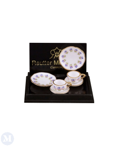 Coffee Set for Two in Blue Flower Design