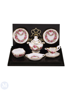 Dinner Set For 2 with Dishes In Rose Design