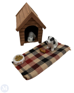 Dog Kennel with Dog and Food