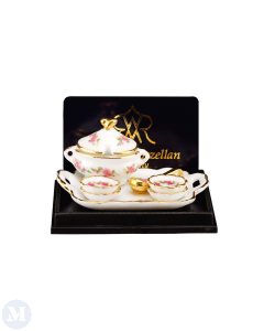 Tray with Soup Dish, Ladle, and Plates In Lisa Design