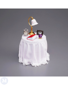 White Bedside Table with Accessories