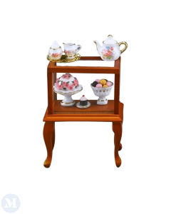 Glass Cabinet with Coffee Set and Cakes