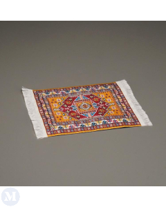 Orange and Red Fringed Rug 12cm x 7cm