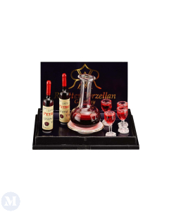 Wine Decanter with 4 Wine Glasses and 2 Bottles of Wine