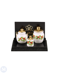 Three Christmas Cookie Jars, Holly Design