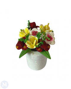 D4203 - White Pot with Mixed Flowers