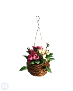 Hanging Basket Pink/white