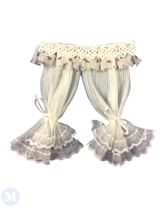 Lace Curtain with Red Floral Trim