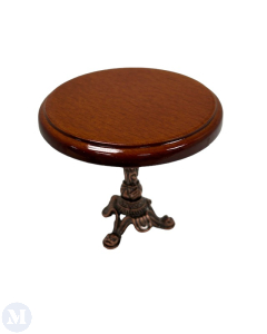 Round Wood Table with Metal Leg